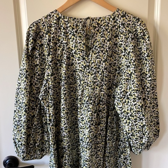 RAILS Louise Chrysanthemum Mini Dress Yellow Black Cotton Flowy Tiered XL NWT - Picture 8 of 16